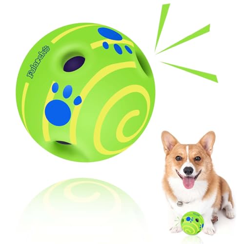 Wackelnder Hundeball, interaktives Hundespielzeug, Ball, 10 cm, quietschender Hundespielzeug-Ball, langlebiger Wag-Kauball für Training, Zahnreinigung, Herding-Bälle, für drinnen und draußen, sicheres von PAEYOOR