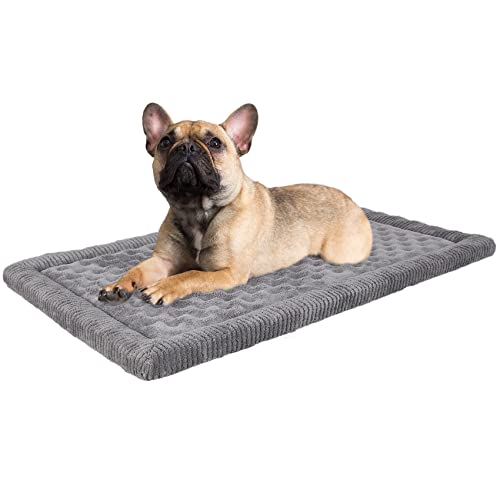 Hundebox-Pad, 76,2 x 48,3 cm, grauer Memory-Schaum, Hundebett-Matte für kleine und mittelgroße Hunde, waschbar, Welpenschlafbett, rutschfest, Grau von PAGGED