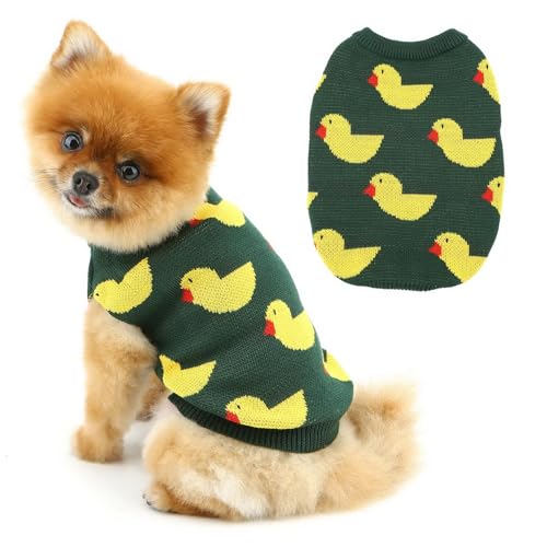 PADDEFUL Hundemantel, niedlicher gelber Enten, warmer Haustier-Strickpullover, dehnbar, Welpenpullover, ärmellos, Katzenbekleidung, gemütlich, Yorkie, Chihuahua, Thermo-Winter-Sweatshirt, Grün, Größe PADDEFUL Hundemantel, niedlicher gelber Enten, warmer Haustier-Strickpullover, dehnbar, Welpenpullover, ärmellos, Katzenbekleidung, gemütlich, Yorkie, Chihuahua, Thermo-Winter-Sweatshirt, Grün, Größe von PAIDEFUL