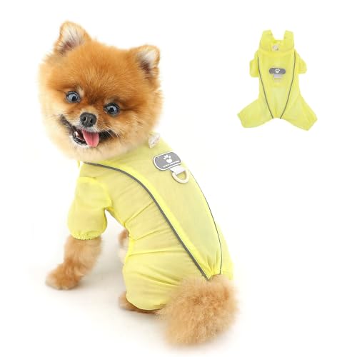 PAIDEFIL 4-beiniger Hunde-Overall für kleine Hunde, Sommer, Sonnenschutzkleidung, atmungsaktiv, kühlend, dehnbar, weich, Welpen-Sweatshirt, Bekleidung mit Knöpfen, modisch, solide Katzen-Outfits, Gelb PAIDEFIL 4-beiniger Hunde-Overall für kleine Hunde, Sommer, Sonnenschutzkleidung, atmungsaktiv, kühlend, dehnbar, weich, Welpen-Sweatshirt, Bekleidung mit Knöpfen, modisch, solide Katzen-Outfits, Gelb von PAIDEFUL