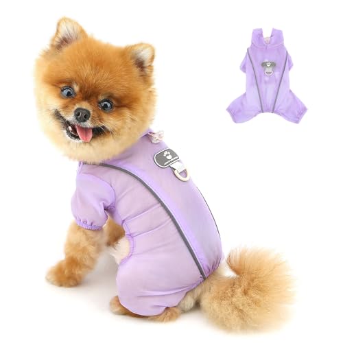 PAIDEFIL 4-beiniger Hunde-Overall für kleine Hunde, Sommer, Sonnenschutzkleidung, atmungsaktiv, kühlend, dehnbar, weich, Welpen-Sweatshirt, Bekleidung mit Knopf, modisch, solides Katzen-Outfits, Lila PAIDEFIL 4-beiniger Hunde-Overall für kleine Hunde, Sommer, Sonnenschutzkleidung, atmungsaktiv, kühlend, dehnbar, weich, Welpen-Sweatshirt, Bekleidung mit Knopf, modisch, solides Katzen-Outfits, Lila von PAIDEFUL