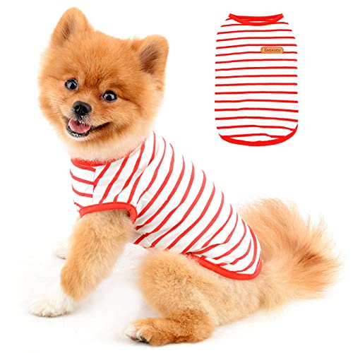 PAIDEFUL Britische kleine Hunde-Shirt, gestreifte Katze, Weste, Top, weiche Baumwolle, T-Shirt für Jungen, Haustier-T-Shirt, Sommer, Welpen, Chihuahua, Yorkie, Kleidung, atmungsaktiv, Tank-Tops von PAIDEFUL