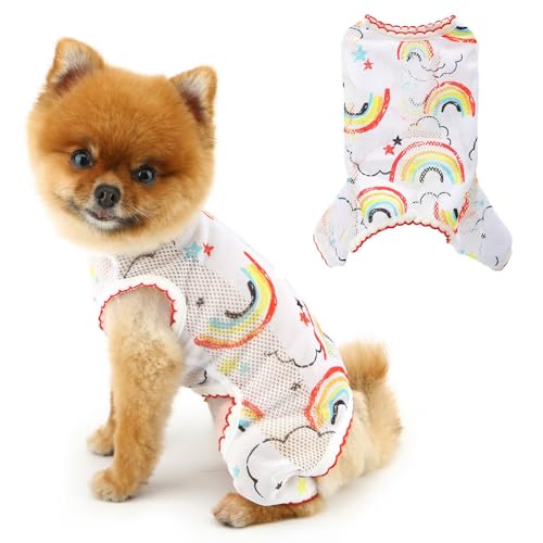 PAIDEFUL Einteiler mit 4 Beinen für kleine Hunde, Sommer-Netzstoff, weich, atmungsaktiv, Welpen-Shirt, leicht, dehnbar, für Welpen, Chihuahua, Hund, Katze, Pullover, Rot, Größe S PAIDEFUL Einteiler mit 4 Beinen für kleine Hunde, Sommer-Netzstoff, weich, atmungsaktiv, Welpen-Shirt, leicht, dehnbar, für Welpen, Chihuahua, Hund, Katze, Pullover, Rot, Größe S von PAIDEFUL