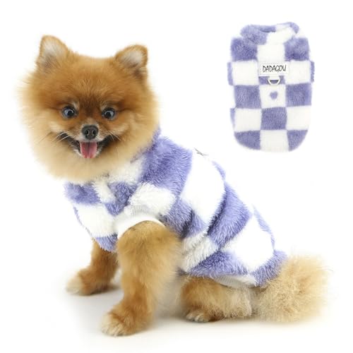 PAIDEFUL Flauschiger Hundepullover für kleine Hunde, warmer Fleece-Hundemantel, modisch, kariert, Welpenweste, weich, winddicht, Haustier-Sweatshirts, Thermo-Chihuahua-Pullover, kaltes Wetter, von PAIDEFUL