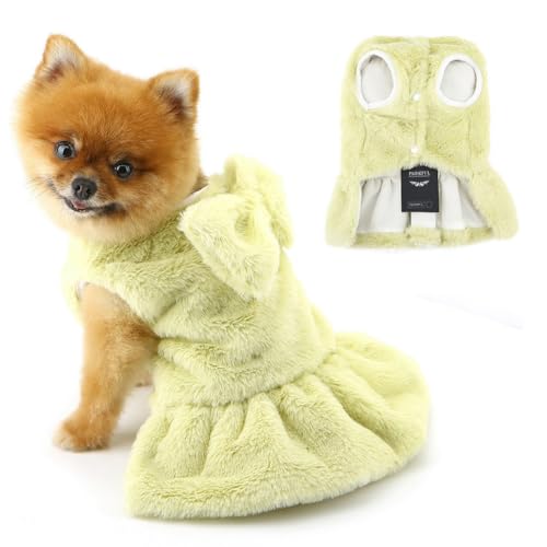 PAIDEFUL Flauschiges Welpenkleid für kleine Hunde, dicker, warmer Fleece-Hundepullover, kaltes Wetter, winddicht, Haustierrock, Mantel, modisch, solide Chihuahua-Kleidung, Katzenbekleidung mit von PAIDEFUL