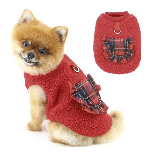 PAIDEFUL Fleece-Mantel für kleine Hunde, weich, warm, für Welpen, Thermo-Sweatshirts mit karierter Tasche, D-Ring, winddicht, Haustierpullover, Katzenkleidung, Yorkie, Chihuahua, Kleidung im Winter, PAIDEFUL Fleece-Mantel für kleine Hunde, weich, warm, für Welpen, Thermo-Sweatshirts mit karierter Tasche, D-Ring, winddicht, Haustierpullover, Katzenkleidung, Yorkie, Chihuahua, Kleidung im Winter, von PAIDEFUL