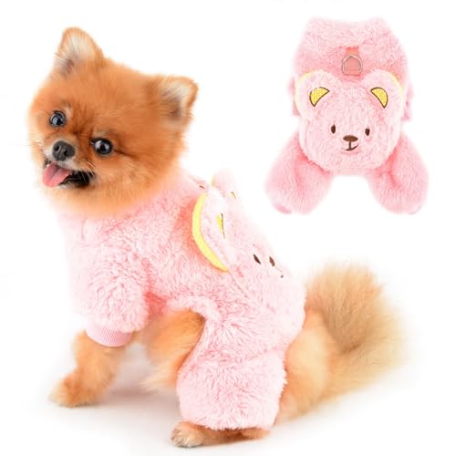 PAIDEFUL Fleece-Schlafanzug für kleine Hunde, Welpen, 4-beiniger Jumpsuit, weich, winddicht, Pullover mit Bären-Rucksack, solider Pullover, Haustier-Outfits, warmer Hunde-Herbst-Wintermantel, PAIDEFUL Fleece-Schlafanzug für kleine Hunde, Welpen, 4-beiniger Jumpsuit, weich, winddicht, Pullover mit Bären-Rucksack, solider Pullover, Haustier-Outfits, warmer Hunde-Herbst-Wintermantel, von PAIDEFUL
