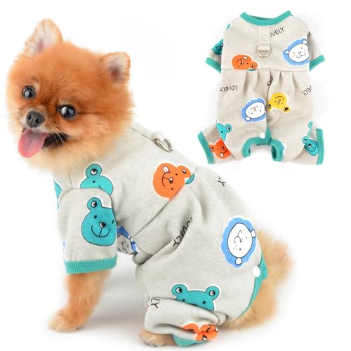 PAIDEFUL Fleece-Schlafanzug für kleine Hunde, dehnbarer, weicher Hunde-Pyjama mit süßem Bär, Haustier-Overall, Welpen, Herbst, Winter, warme Chihuahua-Kleidung, Katzenkostüm, D-Ring, Grau, Größe M PAIDEFUL Fleece-Schlafanzug für kleine Hunde, dehnbarer, weicher Hunde-Pyjama mit süßem Bär, Haustier-Overall, Welpen, Herbst, Winter, warme Chihuahua-Kleidung, Katzenkostüm, D-Ring, Grau, Größe M von PAIDEFUL
