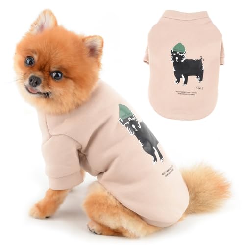 PAIDEFUL Fleecepullover für kleine Hunde, Sweatshirt mit niedlichem Muster, Haustierbekleidung, leichter Pullover, warm, Herbst, Winter, Welpenmantel, Chihuahua, Kleidung, Katzenkostüm, Beige, Größe PAIDEFUL Fleecepullover für kleine Hunde, Sweatshirt mit niedlichem Muster, Haustierbekleidung, leichter Pullover, warm, Herbst, Winter, Welpenmantel, Chihuahua, Kleidung, Katzenkostüm, Beige, Größe von PAIDEFUL