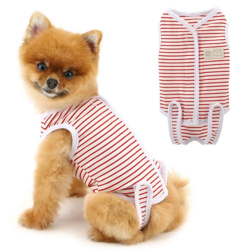 PAIDEFUL Genesungsanzug für Hunde und Katzen nach einer Operation, weiches, atmungsaktives Hunde-Shirt, Body, Ersatz, E-Halsband, Kegel, gestreift, Haustieranzug für Damen, verhindert Lecken, Rot, PAIDEFUL Genesungsanzug für Hunde und Katzen nach einer Operation, weiches, atmungsaktives Hunde-Shirt, Body, Ersatz, E-Halsband, Kegel, gestreift, Haustieranzug für Damen, verhindert Lecken, Rot, von PAIDEFUL