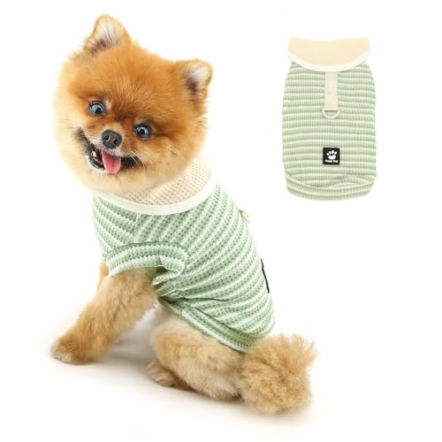 PAIDEFUL Gestricktes Hunde-Shirt, modisch, gestreift, weich, dehnbar, Haustier-Tanktop, ärmellos, atmungsaktiv, Welpenweste, Umlegekragen, Pullover, Sommer, Chihuahua-Kleidung, Katzenbekleidung PAIDEFUL Gestricktes Hunde-Shirt, modisch, gestreift, weich, dehnbar, Haustier-Tanktop, ärmellos, atmungsaktiv, Welpenweste, Umlegekragen, Pullover, Sommer, Chihuahua-Kleidung, Katzenbekleidung von PAIDEFUL
