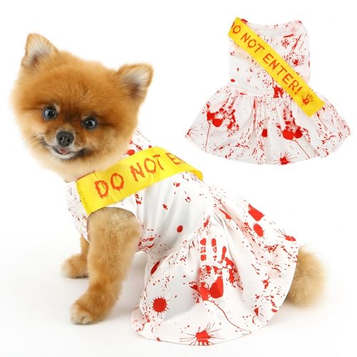 PAIDEFUL Halloween-Kostüm für kleine Hunde, modisches Haustierkleid, Welpenrock, weich, bequem, Hundekleidung, Blutflecken, Katzenbekleidung, Yorkies, Chihuahua, Urlaub, Cosplay, Größe XL PAIDEFUL Halloween-Kostüm für kleine Hunde, modisches Haustierkleid, Welpenrock, weich, bequem, Hundekleidung, Blutflecken, Katzenbekleidung, Yorkies, Chihuahua, Urlaub, Cosplay, Größe XL von PAIDEFUL