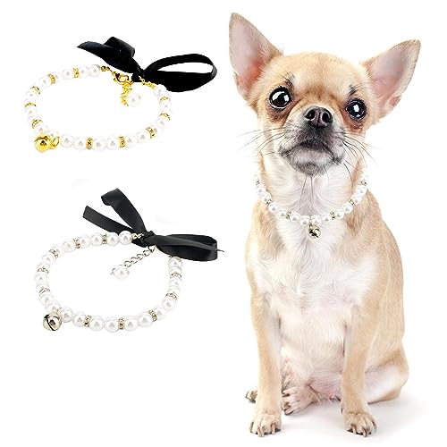 PAIDEFUL Halskette für kleine Mädchen und Hunde, Perlen, kleine Glockenperlen, Seidenband, Schleife, Bling, Schmuck, verstellbar, leicht, niedliches Katzenhalsband, Geburtstagsparty, Silber, Größe S PAIDEFUL Halskette für kleine Mädchen und Hunde, Perlen, kleine Glockenperlen, Seidenband, Schleife, Bling, Schmuck, verstellbar, leicht, niedliches Katzenhalsband, Geburtstagsparty, Silber, Größe S von PAIDEFUL