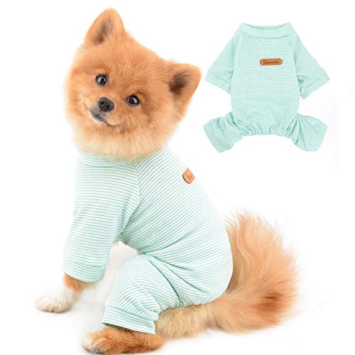 PAIDEFUL Pyjamas für kleine mittelgroße Hunde Katzen Modestreifen Pjs Warm Strampler Vier Beine Pet Jumpsuits Gemütlicher Bodysuit Welpe Chihuahua Kleidung Bekleidung Homewear Frühling Herbst Blau L PAIDEFUL Pyjamas für kleine mittelgroße Hunde Katzen Modestreifen Pjs Warm Strampler Vier Beine Pet Jumpsuits Gemütlicher Bodysuit Welpe Chihuahua Kleidung Bekleidung Homewear Frühling Herbst Blau L von PAIDEFUL