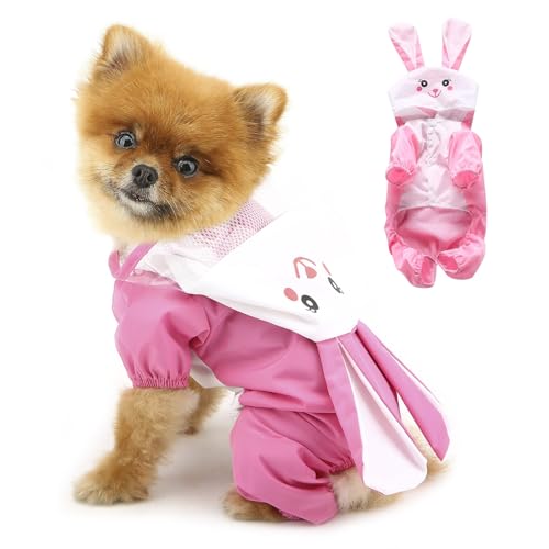 PAIDEFUL Hunde-Regenmantel, 4 Beine, leichter Haustier-Poncho mit Kapuze, Loch für die Leine, wasserdicht, Welpen, Regenjacke, Kleidung, Frosch, Hai, Ente, Marienkäfer und Kaninchen, Rosa, Größe XL PAIDEFUL Hunde-Regenmantel, 4 Beine, leichter Haustier-Poncho mit Kapuze, Loch für die Leine, wasserdicht, Welpen, Regenjacke, Kleidung, Frosch, Hai, Ente, Marienkäfer und Kaninchen, Rosa, Größe XL von PAIDEFUL