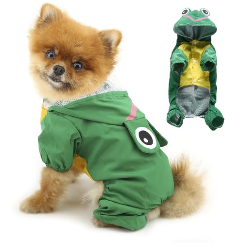 PAIDEFUL Hunde-Regenmantel, 4 Beine, leichter Haustier-Poncho mit Kapuze, Loch für die Leine, wasserdicht, Welpen, Regenjacke, Kleidung, Frosch, Hai, Ente und Marienkäfer und Kaninchen, Grün, Größe XS PAIDEFUL Hunde-Regenmantel, 4 Beine, leichter Haustier-Poncho mit Kapuze, Loch für die Leine, wasserdicht, Welpen, Regenjacke, Kleidung, Frosch, Hai, Ente und Marienkäfer und Kaninchen, Grün, Größe XS von PAIDEFUL