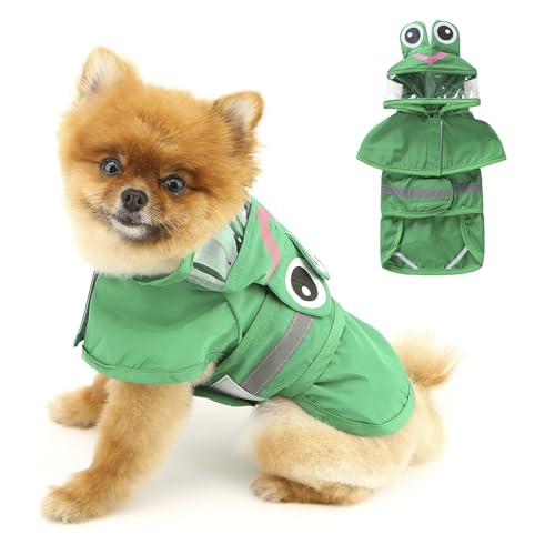 PAIDEFUL Hunde-Regenmantel, transparente Kapuze, Poncho für kleine und mittelgroße Hunde, verstellbar, wasserdicht, leicht, Regenjacke mit reflektierenden Streifen, niedlicher modischer PAIDEFUL Hunde-Regenmantel, transparente Kapuze, Poncho für kleine und mittelgroße Hunde, verstellbar, wasserdicht, leicht, Regenjacke mit reflektierenden Streifen, niedlicher modischer von PAIDEFUL