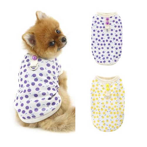 PAIDEFUL Hunde-Shirts, Sommerweste mit Riemen für kleine Hunde, kühles, atmungsaktives Haustier-T-Shirt, dehnbarer Pullover, weich, leicht, ärmellos, Welpen-Tank-Top-Kostüm, Katzenbekleidung, von PAIDEFUL