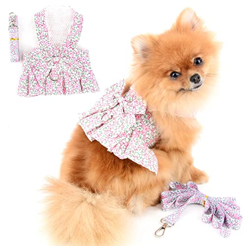 PAIDEFUL Hundegeschirr Kleid für Kleine Hunde Katzen Mädchen Blumen Tutu Rock Mesh Atmungsaktiv Haustierkleidung mit Leine 1,6 m Welpen Chihuahua Kleidung Mini Bekleidung Frühling Sommer Pink L PAIDEFUL Hundegeschirr Kleid für Kleine Hunde Katzen Mädchen Blumen Tutu Rock Mesh Atmungsaktiv Haustierkleidung mit Leine 1,6 m Welpen Chihuahua Kleidung Mini Bekleidung Frühling Sommer Pink L von PAIDEFUL