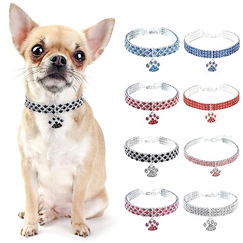 PAIDEFUL Hundehalsband, Diamant, Strass, Bling Pfote für kleine Hunde, verstellbares Katzenhalsband, Schnellverschluss-Schnalle, Geburtstagsparty, leicht, niedlich, Silber+Schwarz, L PAIDEFUL Hundehalsband, Diamant, Strass, Bling Pfote für kleine Hunde, verstellbares Katzenhalsband, Schnellverschluss-Schnalle, Geburtstagsparty, leicht, niedlich, Silber+Schwarz, L von PAIDEFUL