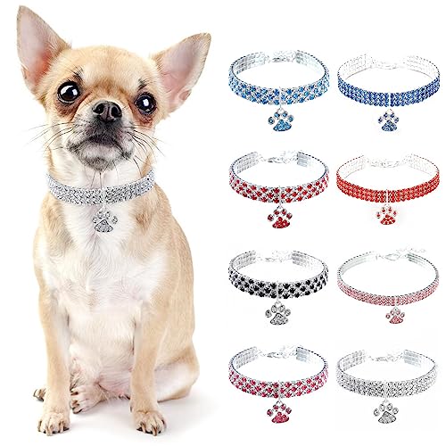 PAIDEFUL Hundehalsband Halsband Diamant Strass Bling Pfote für kleine Hunde Verstellbares Katzenhalsband Schnellverschluss-Schnalle Geburtstagsfeier Leicht Niedlich, Silber, L PAIDEFUL Hundehalsband Halsband Diamant Strass Bling Pfote für kleine Hunde Verstellbares Katzenhalsband Schnellverschluss-Schnalle Geburtstagsfeier Leicht Niedlich, Silber, L von PAIDEFUL