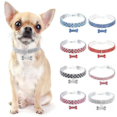 PAIDEFUL Hundehalskette, kleine Hunde, Diamant-eingelegter Bohrknochen, leicht, Katzenhalskette, weich, Prinzessin, Geburtstag, Party, Schnellverschluss, Silber, M von PAIDEFUL