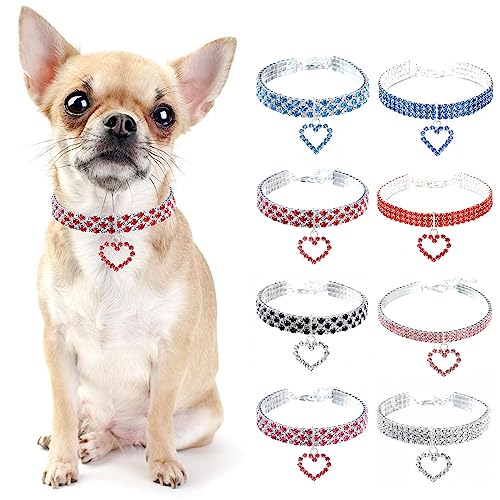 PAIDEFUL Hundehalskette für kleine Hunde, Diamant-Intarsien-Bohrer, Herz, leicht, Katzenhalskette, weich, Prinzessin, Schnellverschluss, Geburtstagsfeier, Silber und Rot, L PAIDEFUL Hundehalskette für kleine Hunde, Diamant-Intarsien-Bohrer, Herz, leicht, Katzenhalskette, weich, Prinzessin, Schnellverschluss, Geburtstagsfeier, Silber und Rot, L von PAIDEFUL