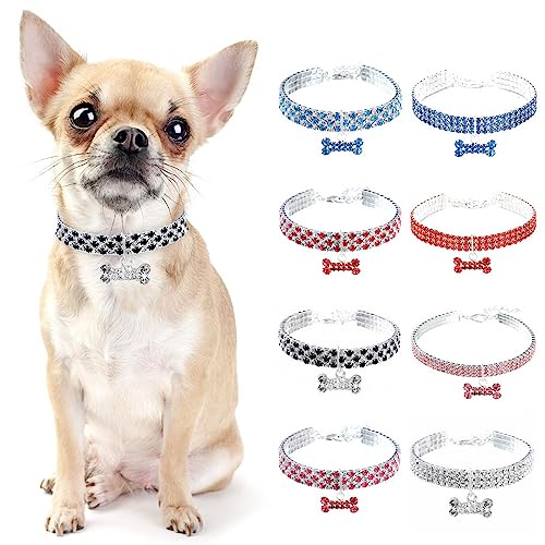 PAIDEFUL Hundehalskette für kleine Hunde, Diamant-eingelegter Bohrknochen, leicht, Katzenhalskette, weich, Prinzessin, Geburtstag, Party, Schnellverschluss, Silber+Schwarz, L PAIDEFUL Hundehalskette für kleine Hunde, Diamant-eingelegter Bohrknochen, leicht, Katzenhalskette, weich, Prinzessin, Geburtstag, Party, Schnellverschluss, Silber+Schwarz, L von PAIDEFUL