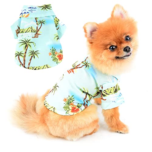 PAIDEFUL Hundehemden Lässige Bluse Weste T-Shirt Kleine Mittlere Hunde Hawaiian Beach Coconut Tree Landschaft Katzen Bekleidung Welpe Chihuahua Kleidung Jungen Mädchen Tropisch Cool Sommer Blau S von PAIDEFUL