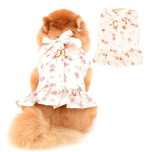 PAIDEFUL Hundemantel für Kleine Mittelgroße Hunde Mädchen Weiblich Blumen Gedruckt Sanft Warm Chihuahua-Kleidung mit Geschirr für Welpen Haustiere Dackel Winter Katzenbekleidung Herbst Kälte Rosa XXL von PAIDEFUL
