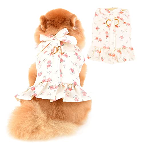 PAIDEFUL Hundemantel für Kleine Mittelgroße Hunde Mädchen Weiblich Blumen Gedruckt Sanft Warm Chihuahua-Kleidung mit Geschirr für Welpen Haustiere Dackel Winter Katzenbekleidung Herbst Kälte Rosa S von PAIDEFUL