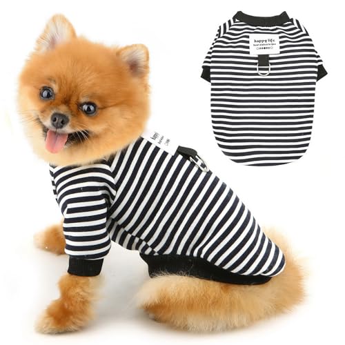 PAIDEFUL Hundekleidung für kleine Hunde, gestreift, weich, leicht, Welpen-Outfits, bequeme Hundebekleidung, Frühling, Herbst, Katzenkostüm, Pullover, modisch, Chihuahua, Yorkie, D-Ring, Schwarz, Größe PAIDEFUL Hundekleidung für kleine Hunde, gestreift, weich, leicht, Welpen-Outfits, bequeme Hundebekleidung, Frühling, Herbst, Katzenkostüm, Pullover, modisch, Chihuahua, Yorkie, D-Ring, Schwarz, Größe von PAIDEFUL