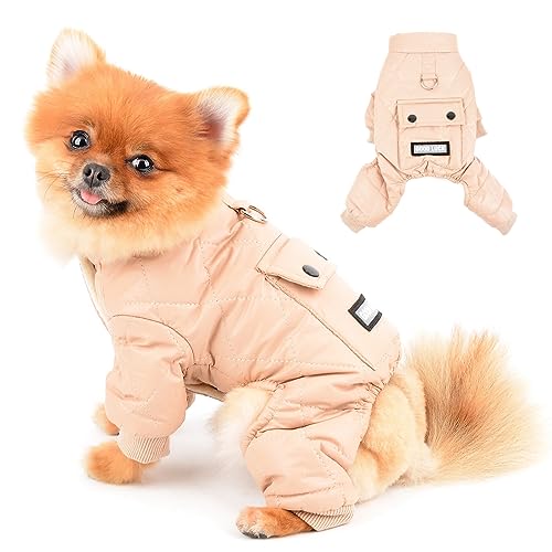 PAIDEFUL Hundemäntel für kleine Hunde, warm, solide Jacke, Glück, mit Fleece gefüttert, Ganzkörper-Schneeanzug, Winter, D-Ring, Welpenkleidung, weich, bequem, Katzenkostüm, winddicht, Braun, M PAIDEFUL Hundemäntel für kleine Hunde, warm, solide Jacke, Glück, mit Fleece gefüttert, Ganzkörper-Schneeanzug, Winter, D-Ring, Welpenkleidung, weich, bequem, Katzenkostüm, winddicht, Braun, M von PAIDEFUL