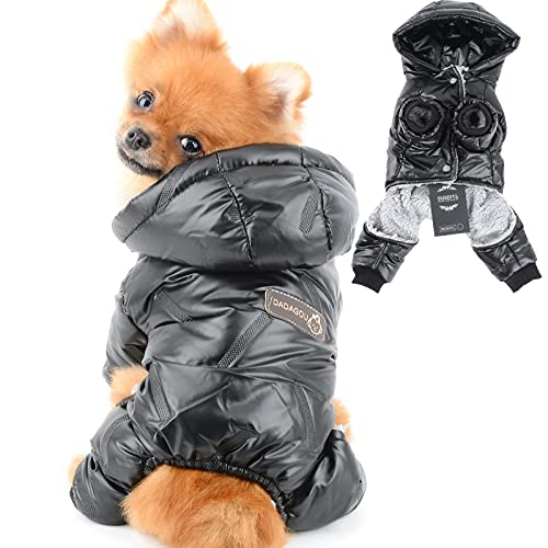 PAIDEFUL Wasserdichter Kleiner Hund Wintermantel Kapuzenjacke Puffermantel für Welpen Chihuahua Kleidung Kaltes Wetter Mädchen Jungen Große Katze Bekleidung Haustier Schneeanzug Winddicht Schwarz XXL PAIDEFUL Wasserdichter Kleiner Hund Wintermantel Kapuzenjacke Puffermantel für Welpen Chihuahua Kleidung Kaltes Wetter Mädchen Jungen Große Katze Bekleidung Haustier Schneeanzug Winddicht Schwarz XXL von PAIDEFUL