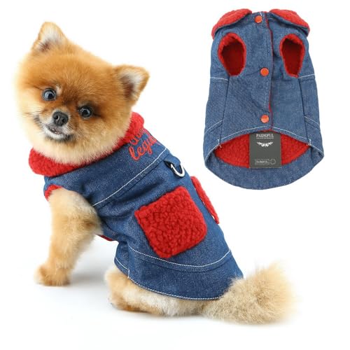 PAIDEFUL Jeansmantel für kleine Hunde, winddicht, warm, modische Haustierbekleidung, Thermo-Fleece, Katzenkleidung mit Fellkragentaschen, weiche Welpen, Sweatshirts, bestickte Buchstaben, PAIDEFUL Jeansmantel für kleine Hunde, winddicht, warm, modische Haustierbekleidung, Thermo-Fleece, Katzenkleidung mit Fellkragentaschen, weiche Welpen, Sweatshirts, bestickte Buchstaben, von PAIDEFUL