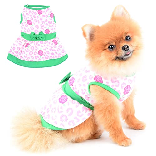 PAIDEFUL Kleid für Kleine Hunde Katzen Mädchen Weiche Baumwolle Weste Rock mit Schleife Süßer Welpe Chihuahua Yorkshire Terrier Kleidung Haustierbekleidung Geburtstagsparty Kleid Frühling Sommer L von PAIDEFUL