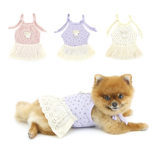 PAIDEFUL Kleid für kleine Hunde, süßes Welpen-Sommerkleid mit Blumenmuster, Sommer, cooler Trägerrock für Mädchen, Hunde, weich, atmungsaktiv, Haustierweste, T-Shirts, Katzenkostüm, von PAIDEFUL