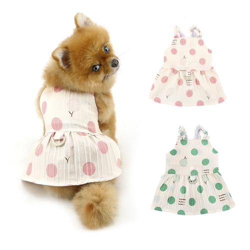 PAIDEFUL Kleid für kleine Hunde, süßes Welpen-Sommerkleid mit Punkten, Sommer, cooler Trägerrock für Mädchen, Hunde, leicht, weich, Haustierweste, T-Shirts, Katzenkostüm, Chihuahua-Bekleidung, D-Ring, von PAIDEFUL