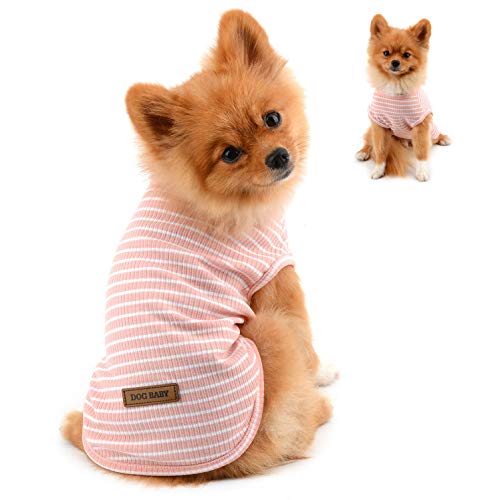 PAIDEFUL Kleidung für Kleine Hunde Junge Mädchen Sommer Gestreifte Welpe T-Shirt Weste Atmungsaktiv 100% Baumwolle T-Shirt Ärmelloses Chihuahua Yorkshire Pink XXL PAIDEFUL Kleidung für Kleine Hunde Junge Mädchen Sommer Gestreifte Welpe T-Shirt Weste Atmungsaktiv 100% Baumwolle T-Shirt Ärmelloses Chihuahua Yorkshire Pink XXL von PAIDEFUL