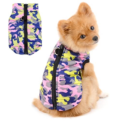 PAIDEFUL Kleidung für kleine Hunde Jungen Mädchen Haustier Weste Jacke mit D-Ring Welpengeschirr Mantel gepolstert wasserabweisend Chihuahua Yorkshire von PAIDEFUL