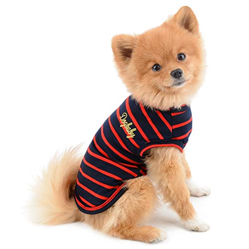 PAIDEFUL Kleidung für kleine Hunde Katzen Jungen Mädchen Sommer Klassische Streifen Welpe T-Shirt Weste Atmungsaktive Pullover Baumwolle Tee Ärmelloses Chihuahua Yorkshire von PAIDEFUL