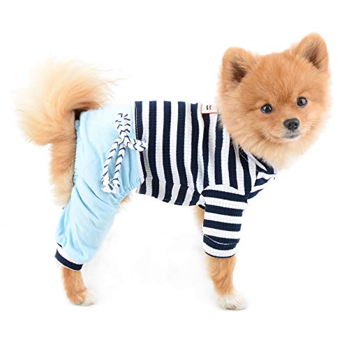 PAIDEFUL Kleidung für kleine Hunde Katzen Jungen Haustier gestreift Pjs Outfits Strickpullover mit Beinen Welpen Jumpsuit Yorkie Chihuahua von PAIDEFUL
