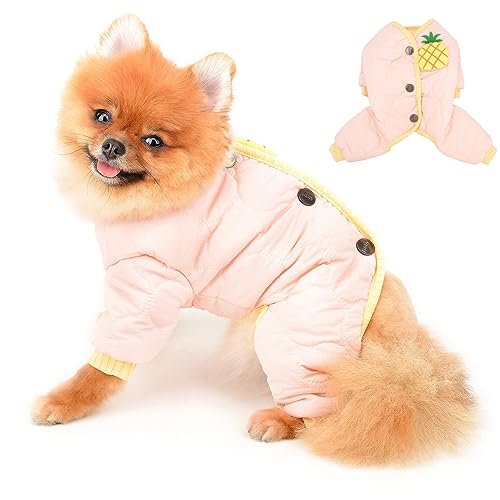 PAIDEFUL Kleiner Hundemantel, Ananas, Polar-Fleece gefütterte Jacke, Winter, warm, winddicht, Welpenkleidung, weich, bequem, Katzenkostüm, Ganzkörper-Schneeanzug, Rosa, S PAIDEFUL Kleiner Hundemantel, Ananas, Polar-Fleece gefütterte Jacke, Winter, warm, winddicht, Welpenkleidung, weich, bequem, Katzenkostüm, Ganzkörper-Schneeanzug, Rosa, S von PAIDEFUL