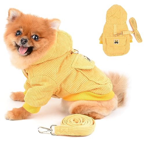PAIDEFUL Kleiner Hundemantel mit Cartoon-Aufnäher, Cord-Polar-Fleecejacke, D-Ring und Leine, Set für Herbst und Winter, weich, bequem, Welpenkleidung, warmer Knopf, Katzenkostüm, für drinnen und PAIDEFUL Kleiner Hundemantel mit Cartoon-Aufnäher, Cord-Polar-Fleecejacke, D-Ring und Leine, Set für Herbst und Winter, weich, bequem, Welpenkleidung, warmer Knopf, Katzenkostüm, für drinnen und von PAIDEFUL