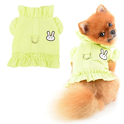 PAIDEFUL Kleines Hundegeschirr, Denim-Rüschen, Cartoon-Patch, T-Shirt, kein Ziehen, Haustiergeschirr, weich, bequem, Welpenkleidung, Kätzchenbekleidung, D-Ring, Gelb, M PAIDEFUL Kleines Hundegeschirr, Denim-Rüschen, Cartoon-Patch, T-Shirt, kein Ziehen, Haustiergeschirr, weich, bequem, Welpenkleidung, Kätzchenbekleidung, D-Ring, Gelb, M von PAIDEFUL