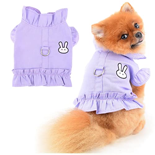 PAIDEFUL Kleines Hundegeschirr, Denim-Rüschen, Cartoon-Patch, T-Shirt, kein Ziehen, Haustiergeschirr, weich, bequem, Welpenkleidung, Kätzchenbekleidung, D-Ring, Lila, XXL PAIDEFUL Kleines Hundegeschirr, Denim-Rüschen, Cartoon-Patch, T-Shirt, kein Ziehen, Haustiergeschirr, weich, bequem, Welpenkleidung, Kätzchenbekleidung, D-Ring, Lila, XXL von PAIDEFUL