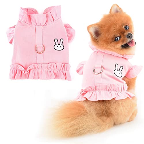 PAIDEFUL Kleines Hundegeschirr, Denim-Rüschen, Cartoon-Patch, T-Shirt, kein Ziehen, Haustiergeschirr, weich, bequem, Welpenkleidung, Kätzchenbekleidung, D-Ring, Rosa, M PAIDEFUL Kleines Hundegeschirr, Denim-Rüschen, Cartoon-Patch, T-Shirt, kein Ziehen, Haustiergeschirr, weich, bequem, Welpenkleidung, Kätzchenbekleidung, D-Ring, Rosa, M von PAIDEFUL