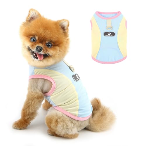 PAIDEFUL Kühlendes Sommer-Hundeshirt für kleine Hunde, atmungsaktives Netz-T-Shirt, UV-Sonnenschutz, Welpenweste, weich, leicht, Hunde-Tanktop, modisch, Chihuahua-T-Shirt, Katzenbekleidung, D-Ring von PAIDEFUL