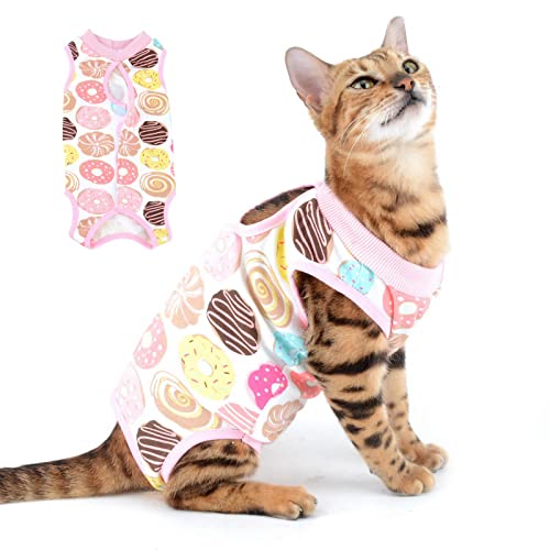 PAIDEFUL Medical Pet Shirt Katze Body für Hunde Nach op Hund Kastration Weiche Baumwolle E-Kragen Alternative für Haustiere Krankenpflege Kleidung Wundschutz Verhindern Lecken Hautkrankheiten Rosa S von PAIDEFUL