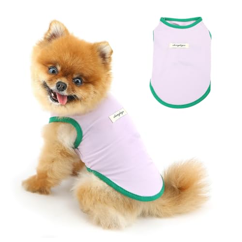 PAIDEFUL Modisches Hundeshirt für kleine Hunde, Sommer, kühlende Weste, leicht, atmungsaktiv, UV-Sonnenschutz, ärmelloses Welpen-Tanktop, solide, Chihuahua-Sweatshirts, Katzenkleidung, Lila, XS von PAIDEFUL